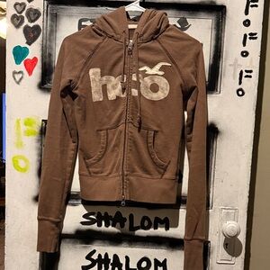 Hollister Brown Zip-Up Hoodie